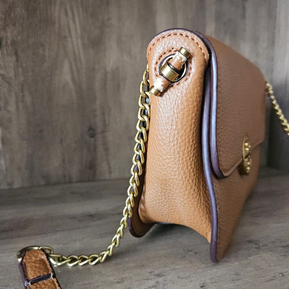 Tory Burch Chelsea Convertible Shoulder Bag Classic Tan Brown Chain Crossbody - Picture 6 of 12